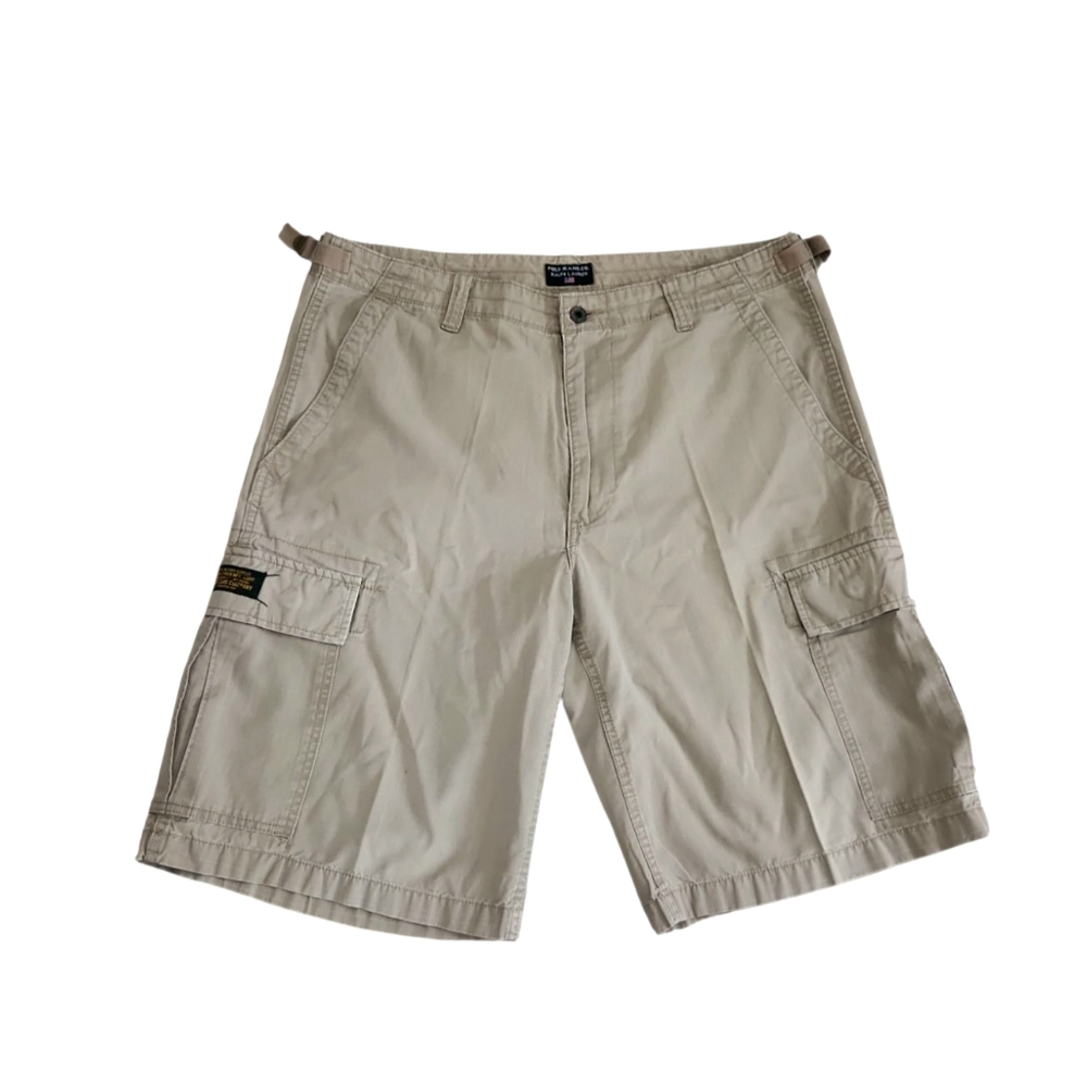 Polo Jeans Co ripstop Ralph Lauren Cargo Shorts Mens SZ 36 beige Khaki tan Y2K